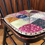 Load image into Gallery viewer, Vintage Patchwork Chair Pad #7 with Sheep Backing
