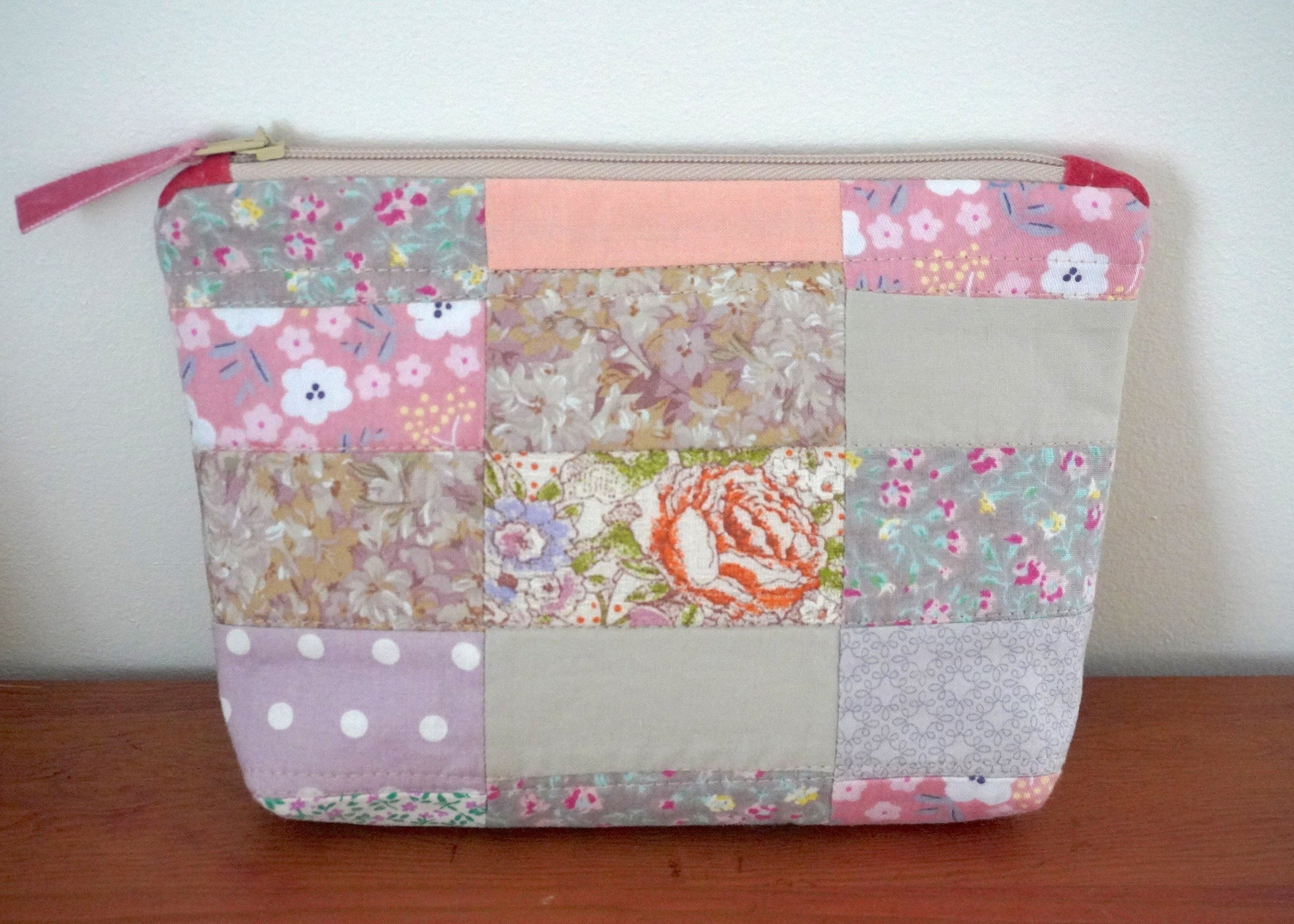 Rose gris - Pochette patchwork
