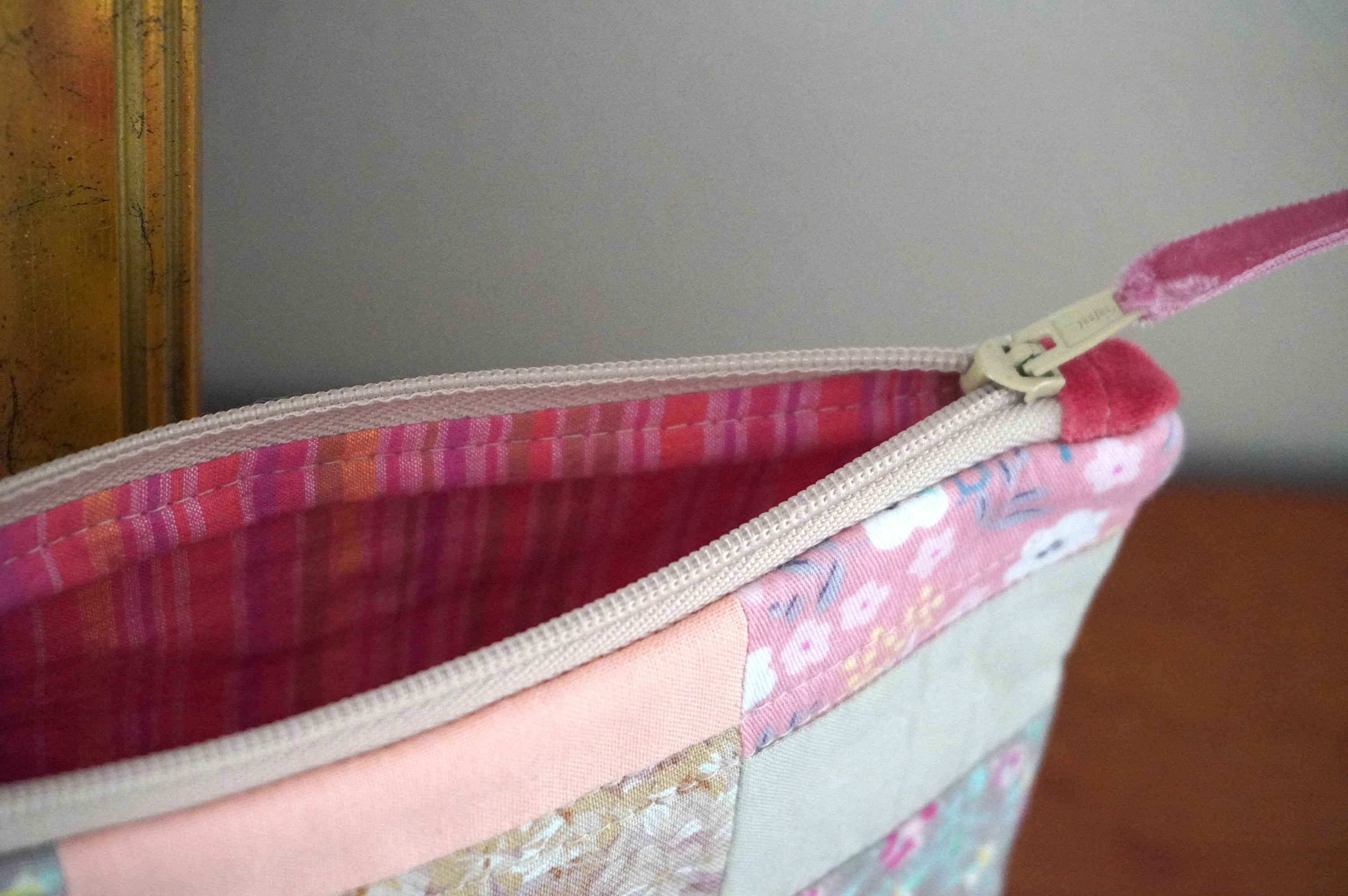 Rose gris - Pochette patchwork