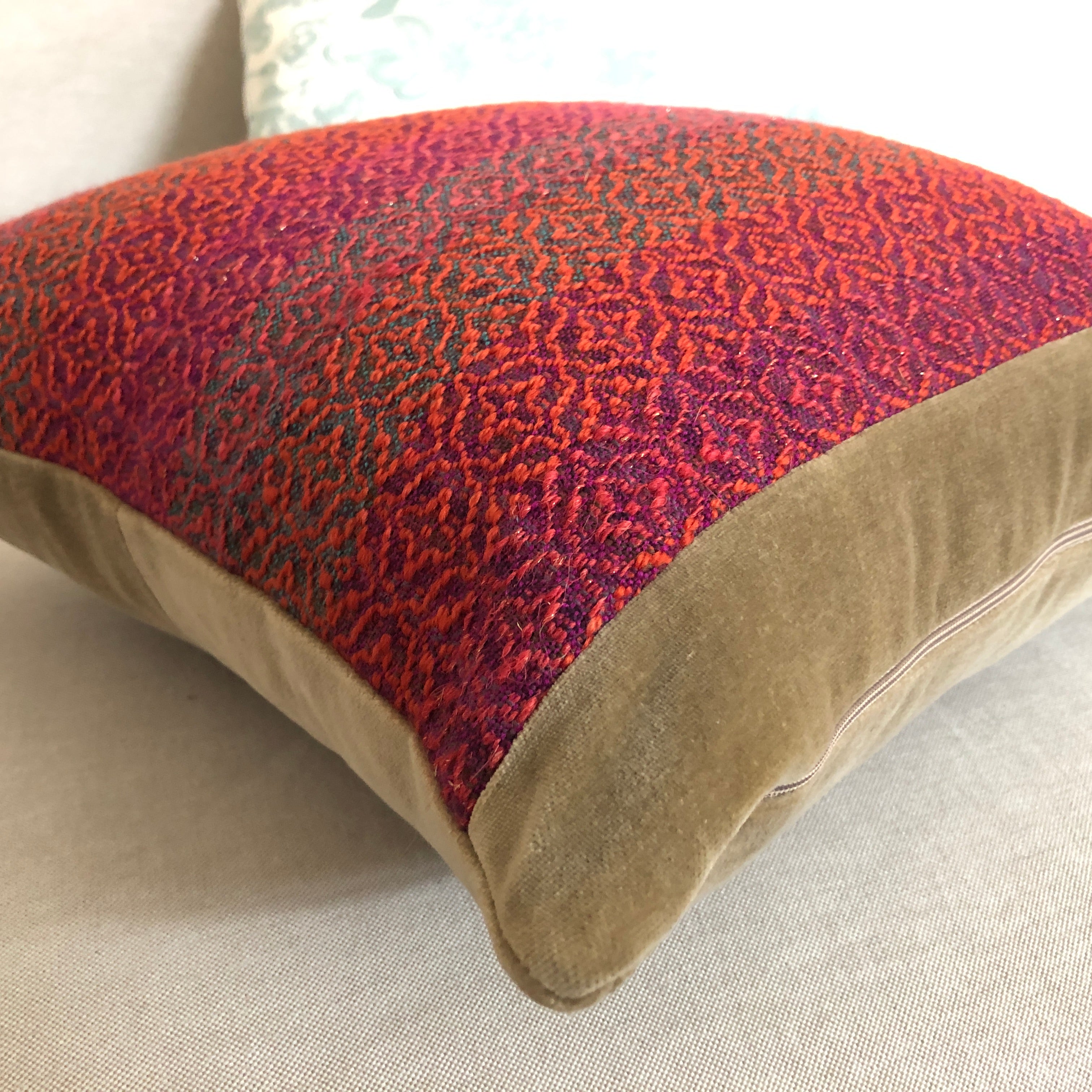 Flame - Handwoven Pillow Cover, Wool & Cotton