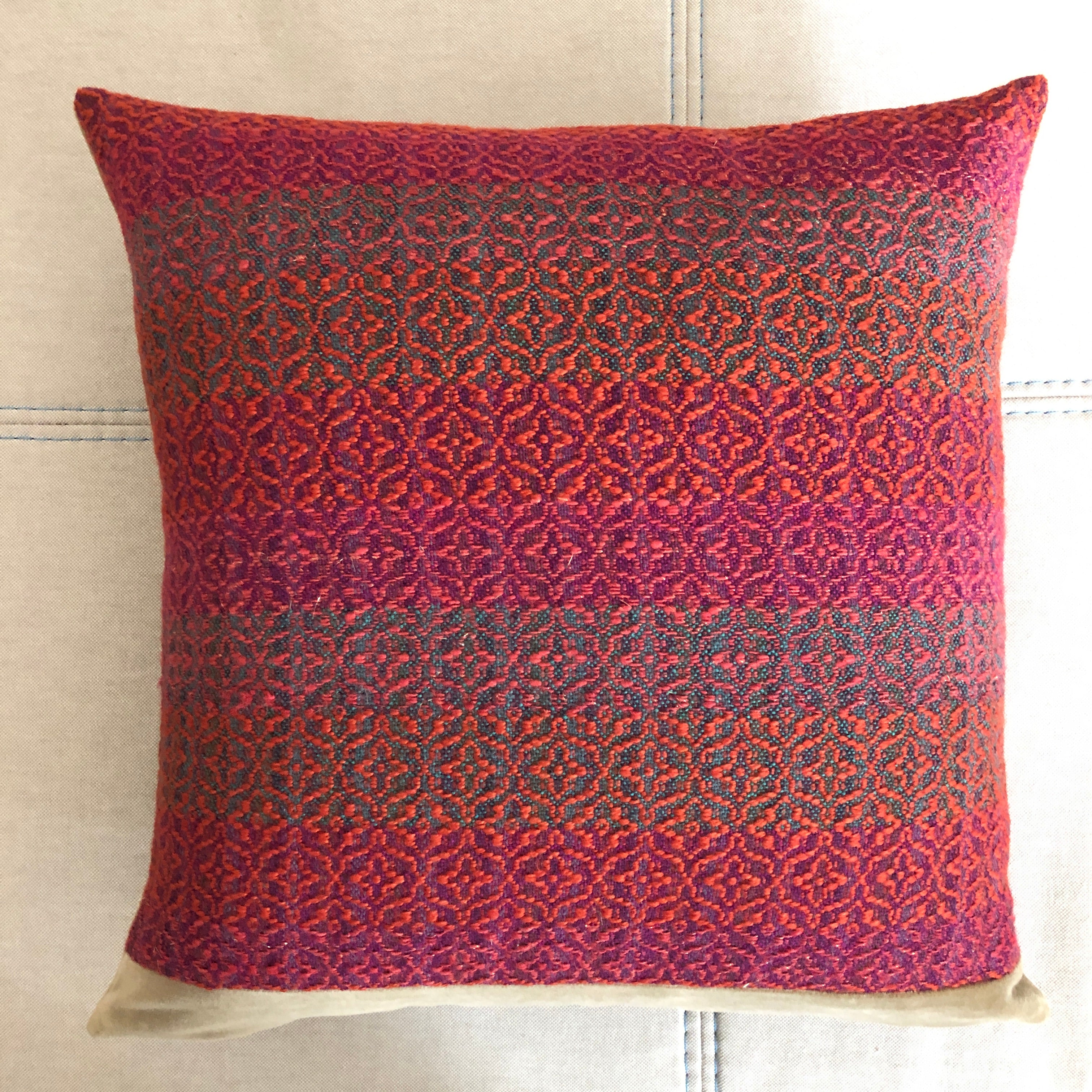 Flame - Handwoven Pillow Cover, Wool & Cotton