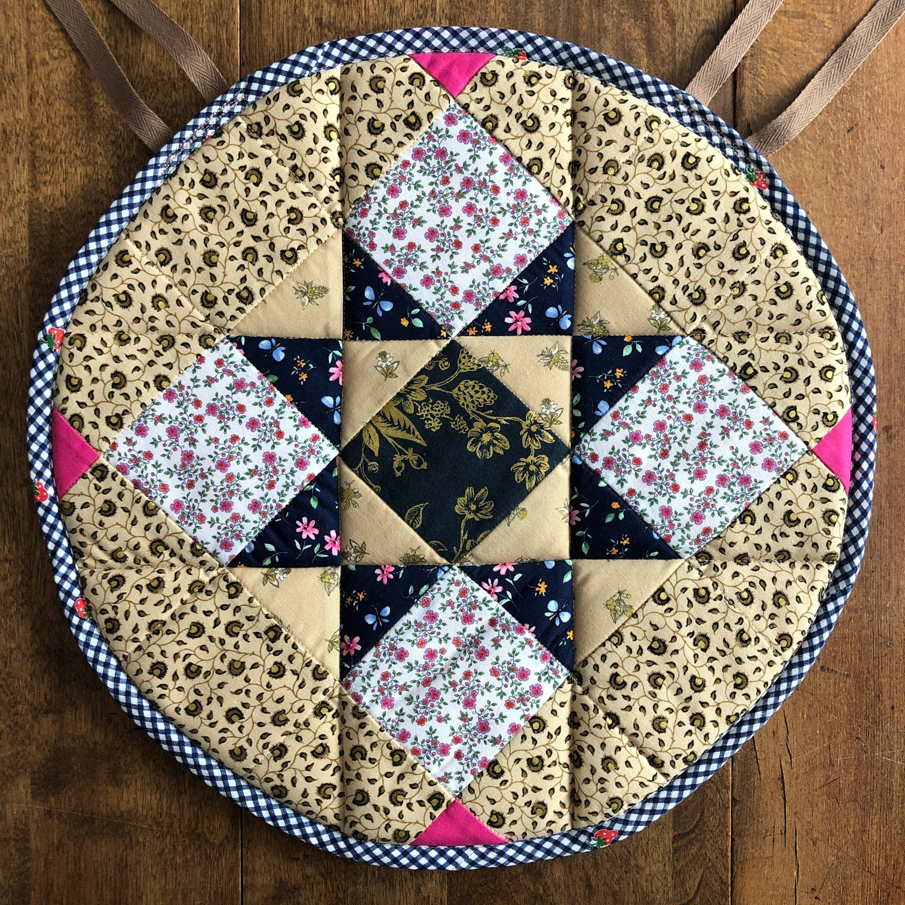 Midnight Star Patchwork Chair Pad with Jacquard Backing