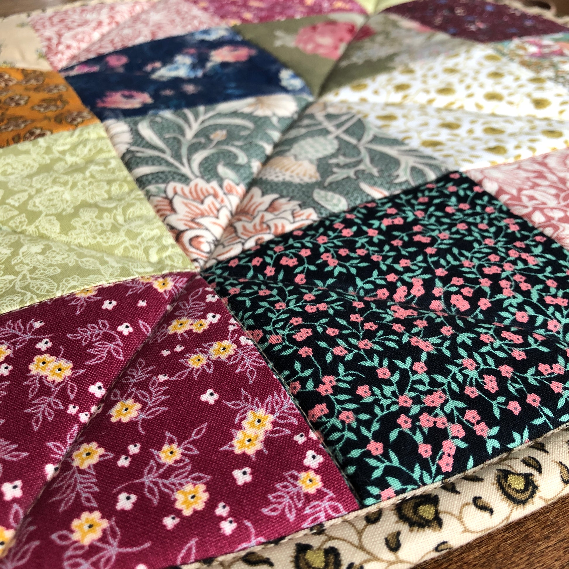 Vintage Patchwork Chair Pad #7 with Sheep Backing