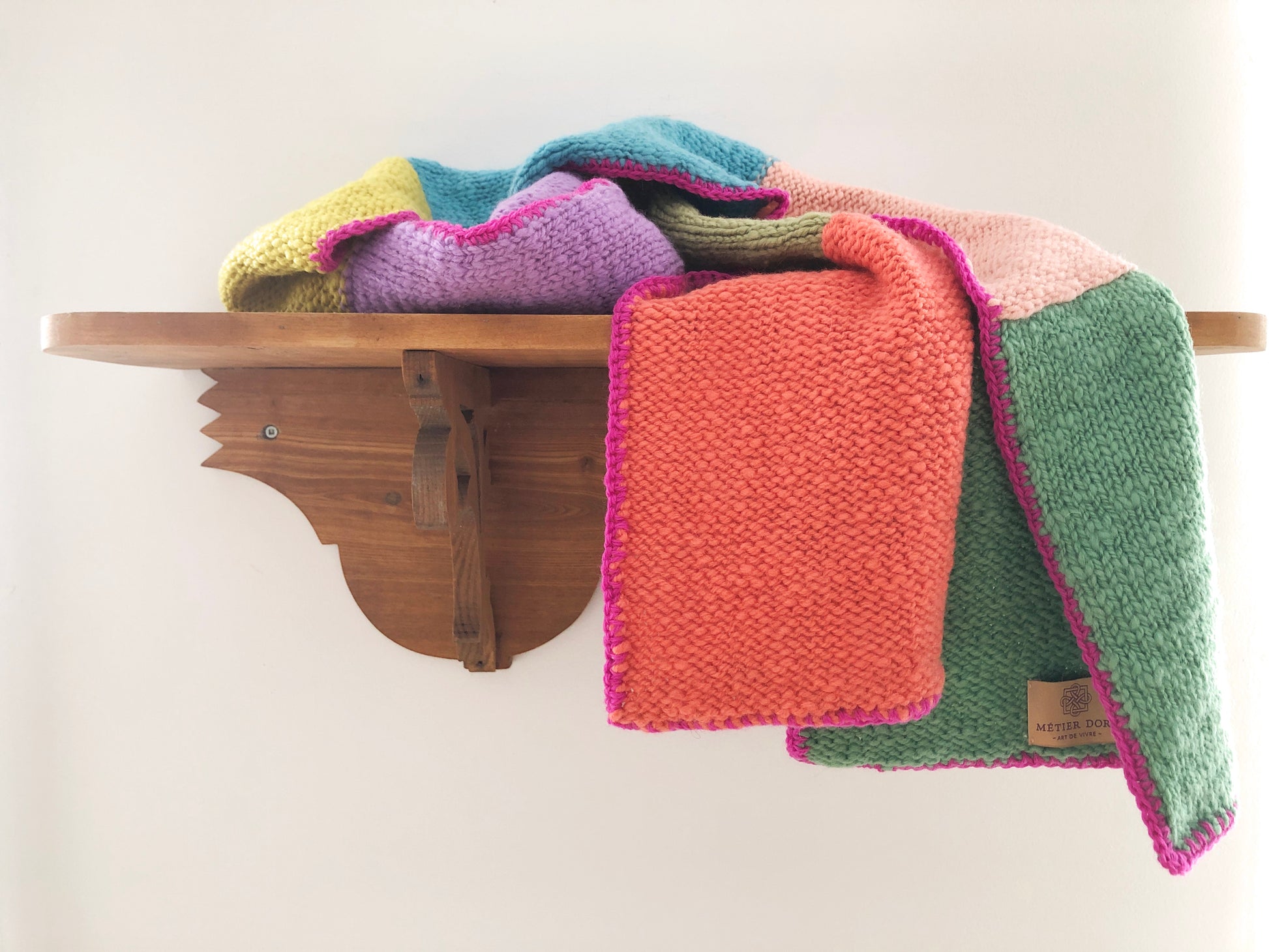 Bright Colour Block Scarf, 100% Wool