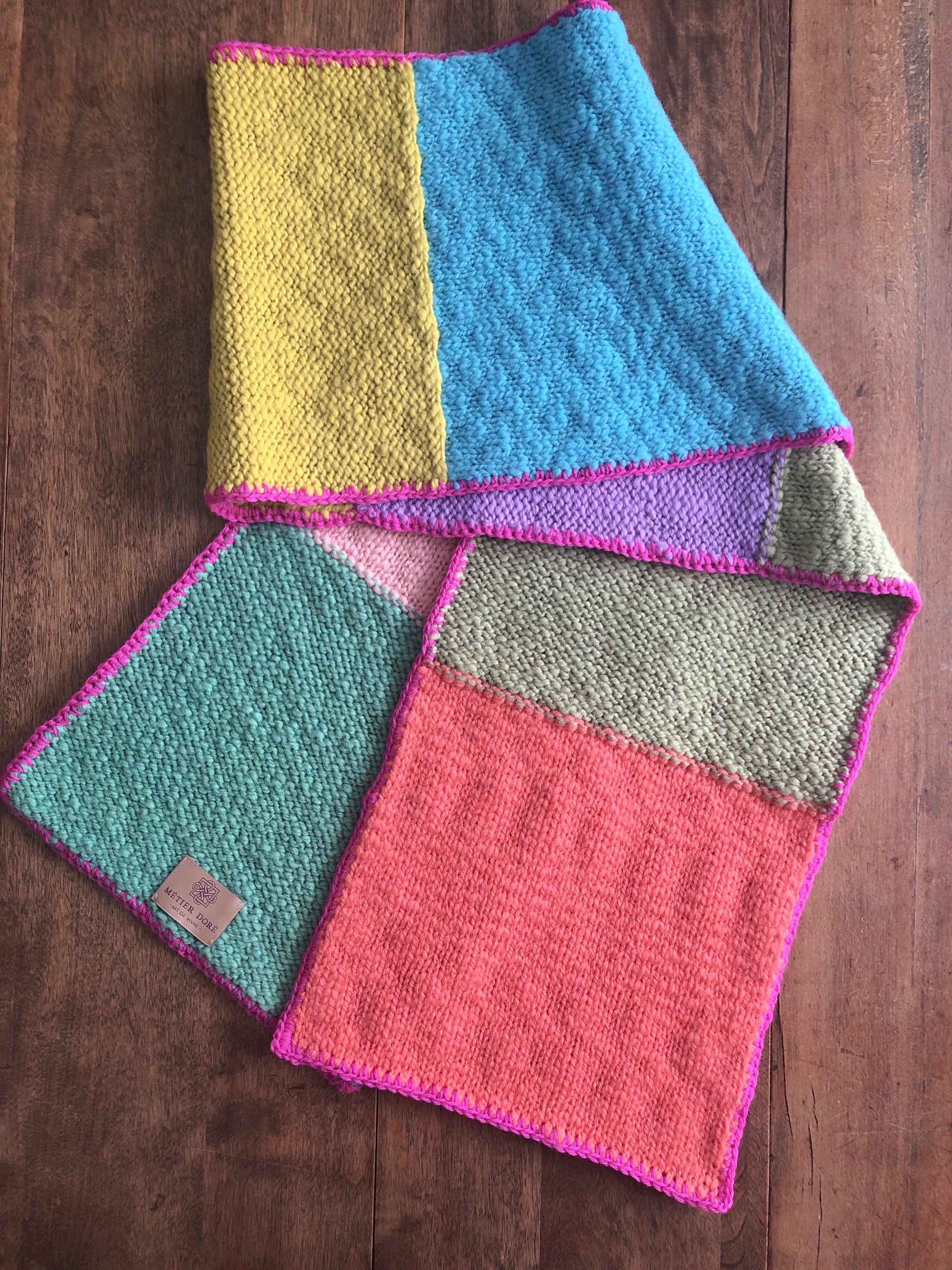 Bright Colour Block Scarf, 100% Wool