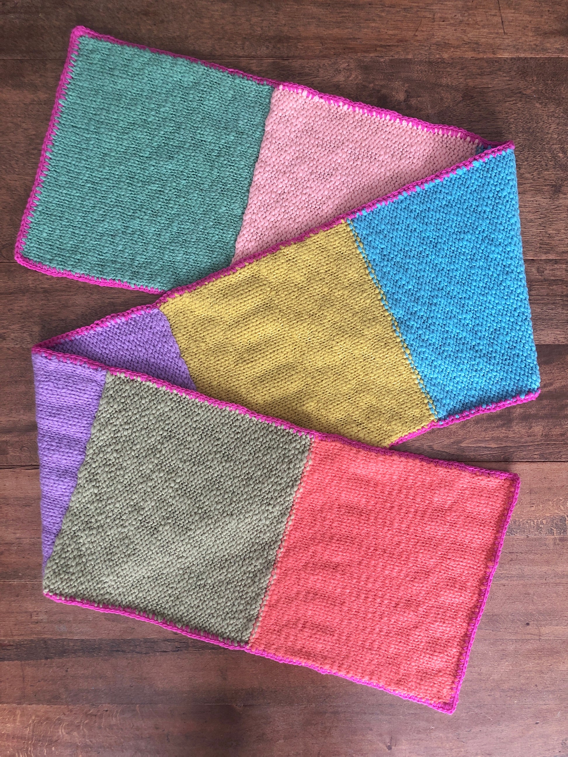 Bright Colour Block Scarf, 100% Wool