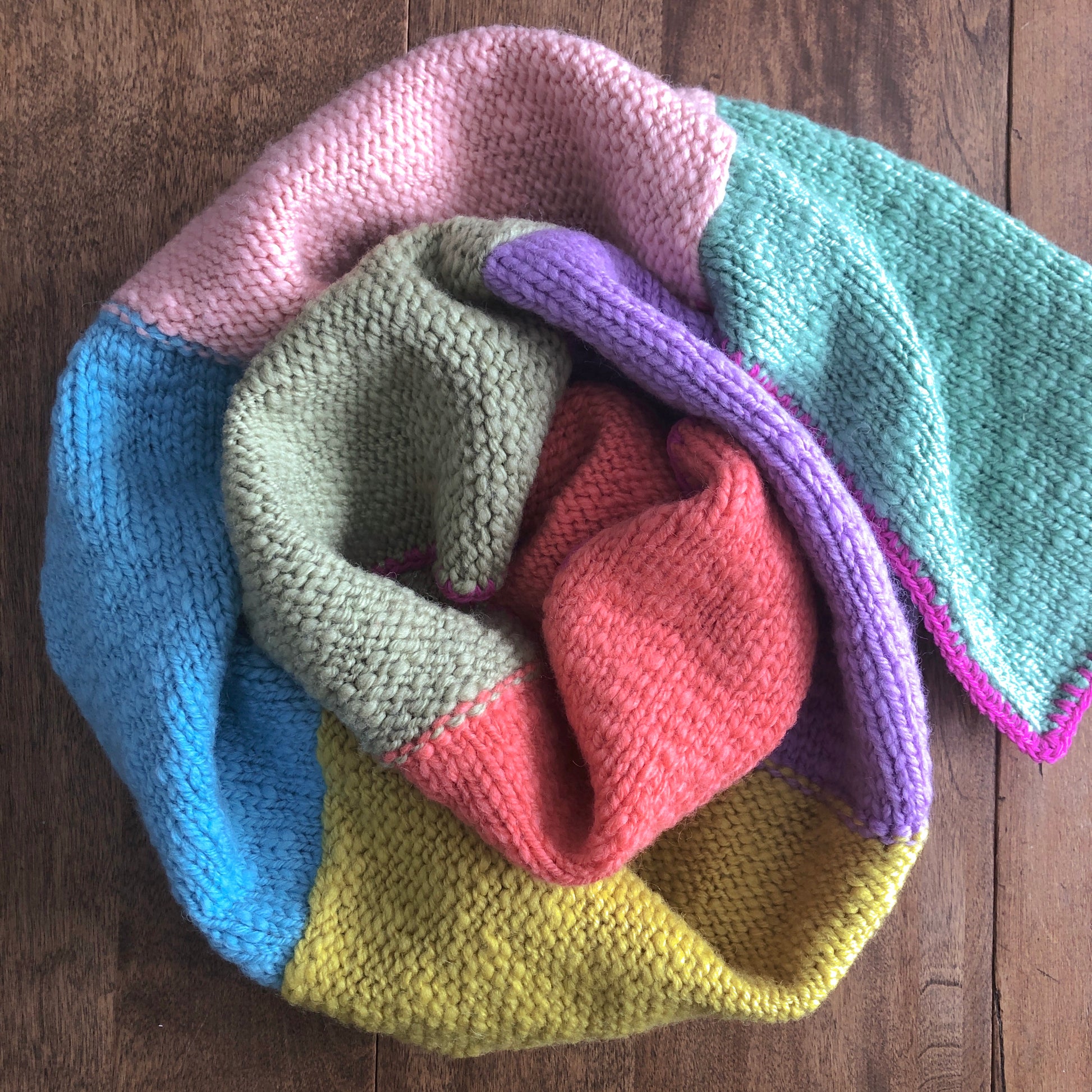 Bright Colour Block Scarf, 100% Wool