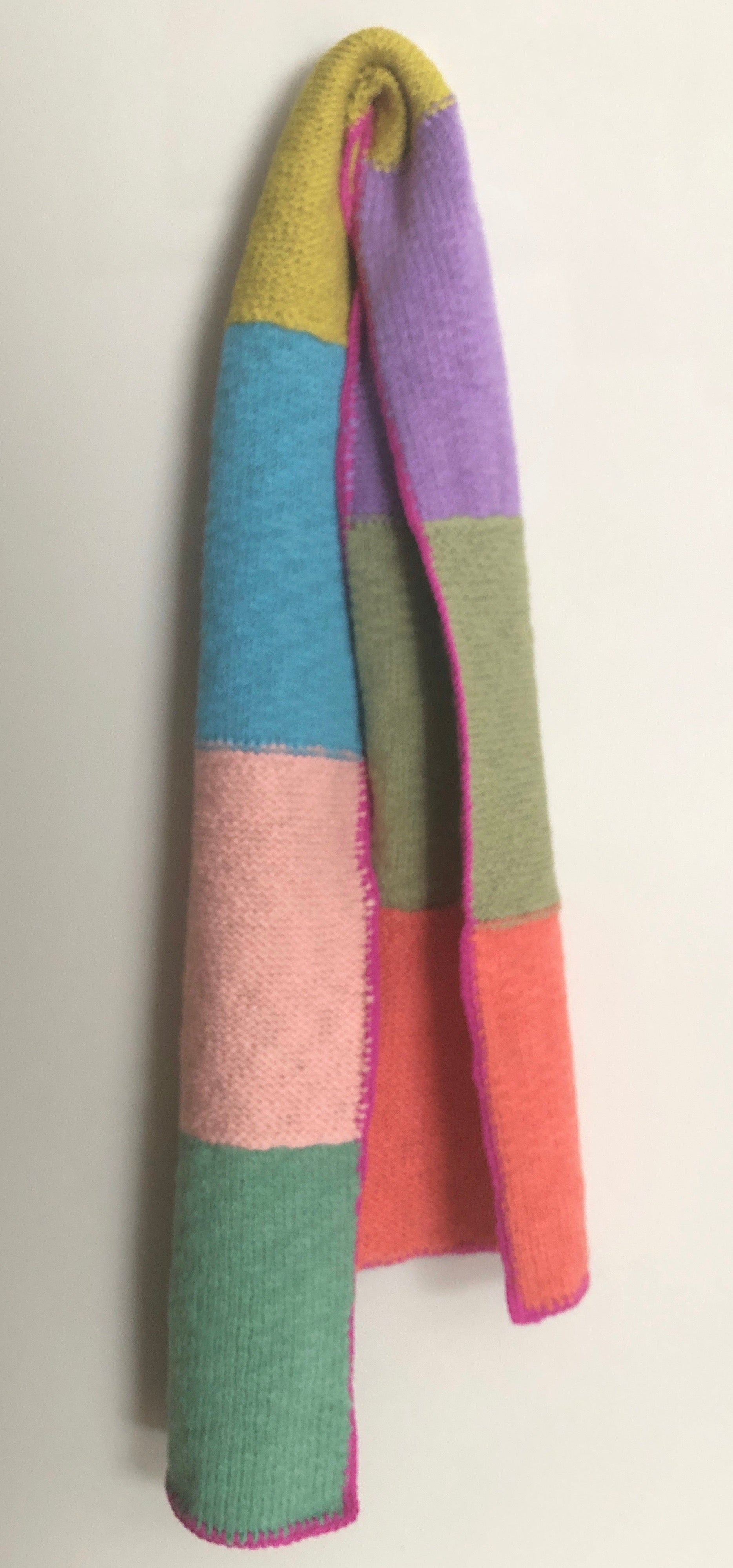 Bright Colour Block Scarf, 100% Wool
